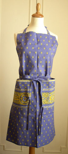French Apron, Provence fabric (Marat Avignon / bastide.lavender) - Click Image to Close